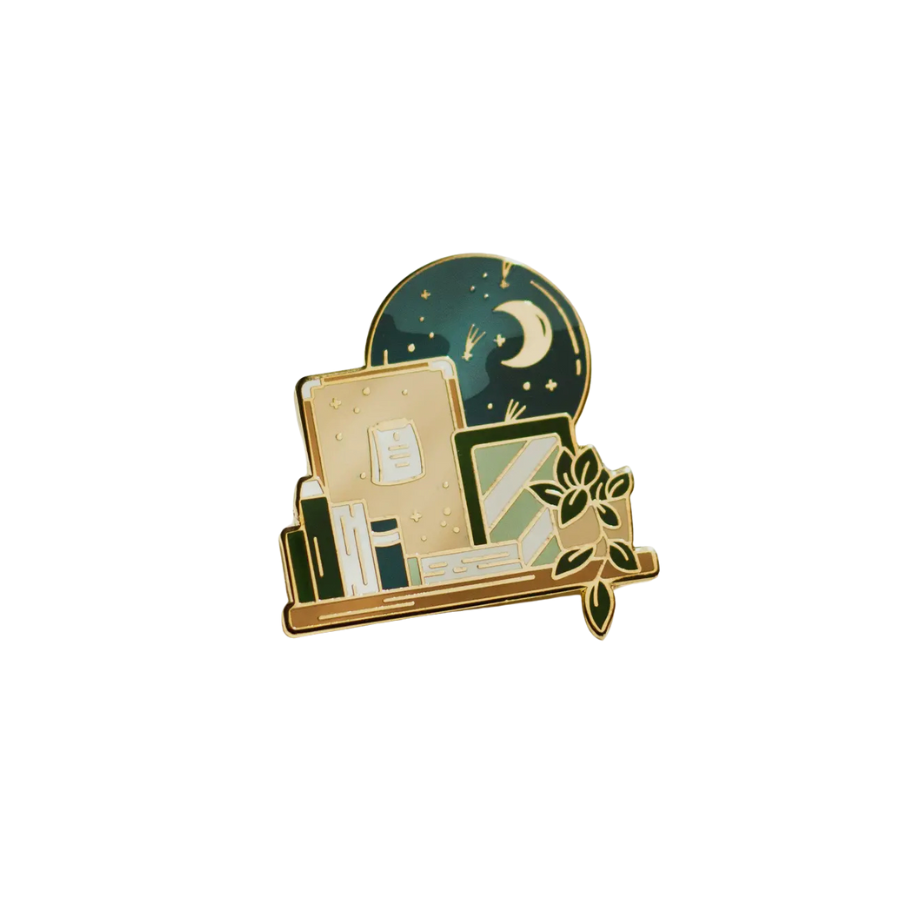 Goodnight Bookshelf Enamel Pin